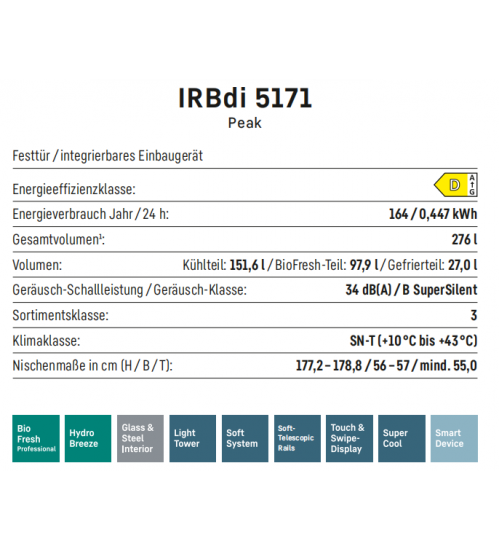 LIEBHERR利勃海尔 IRBdi 5171 生物养鲜 嵌入式冰箱